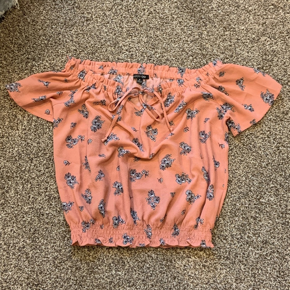 Floral Off-Shoulder Top in Pink/Coral